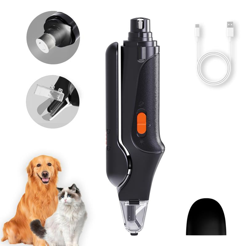 Pet Nail Grinder, Multifunctional Dog Nail Trimmer and Cat Nail Trimmer Kit, Ultra Quiet Electric Pet Nail Grinder, Rechargeable, Suitable for Trimming Small and Large Dogs, with a 4-Hour Battery Life