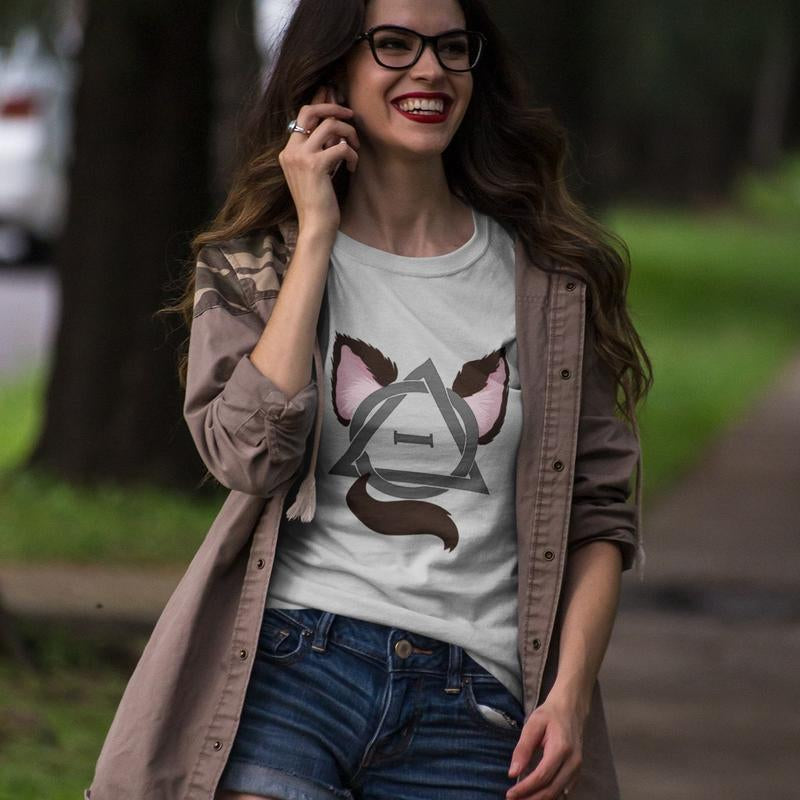 Therian Wolf Ears Wolf Tail T-Shirt - Classic Fit 100% Cotton Therian Pride Symbol T-Shirt for Therians and Animal Lovers