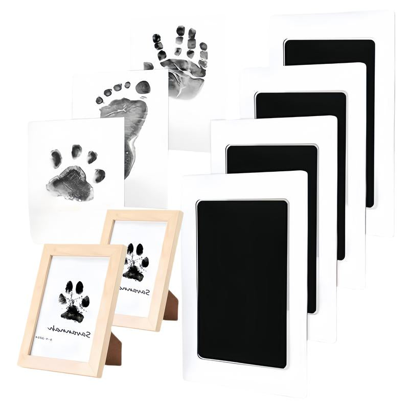 4-Pcs Paw Print Kit + 2 Photo Frame, Larleaf Inkless Hand and Footprint Kit, Mess-Free Paw Print Stamp Pad for Dogs & Cats, Clean Touch Ink Pad, Dog Paw Print Kit,Dog Nose Print Kit, Ink Pad for Hand and Footprints, Print Photo Frame Kit Paw Pet