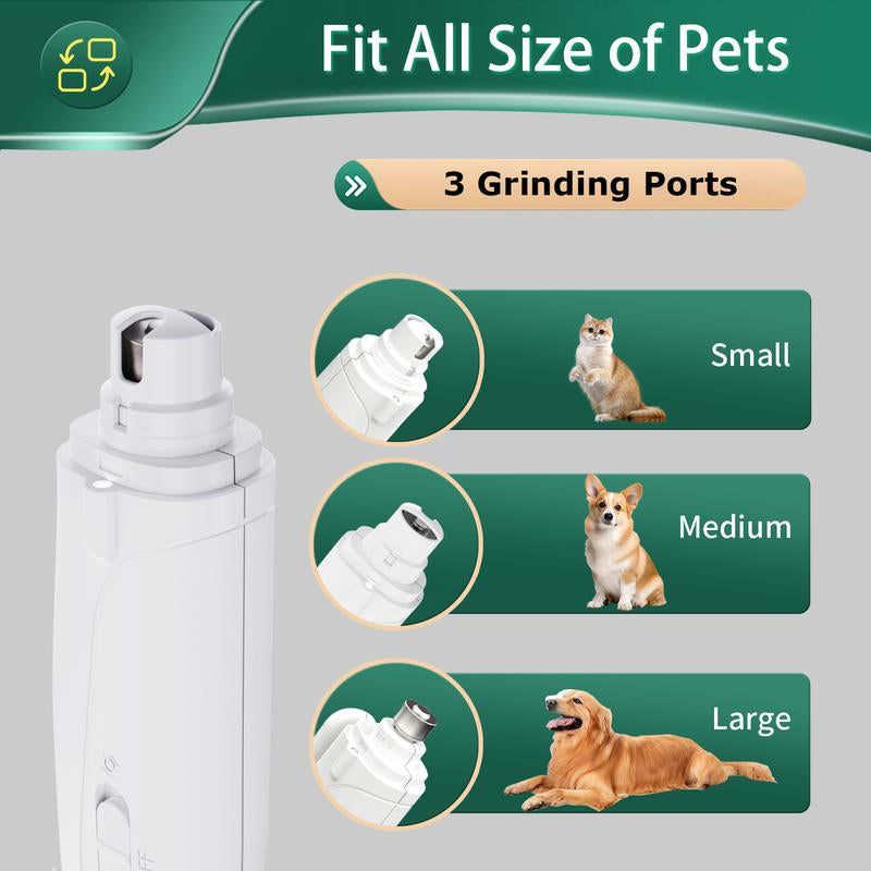 Pet Nail Grinder, Multifunctional Dog Nail Trimmer and Cat Nail Trimmer Kit, Ultra Quiet Electric Pet Nail Grinder, Rechargeable, Suitable for Trimming Small and Large Dogs, with a 4-Hour Battery Life